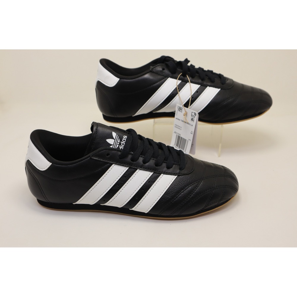 adidas Taekwondo Lace Womens 8 Black White Leather Low Profile Shoes JS1193 NWOB
